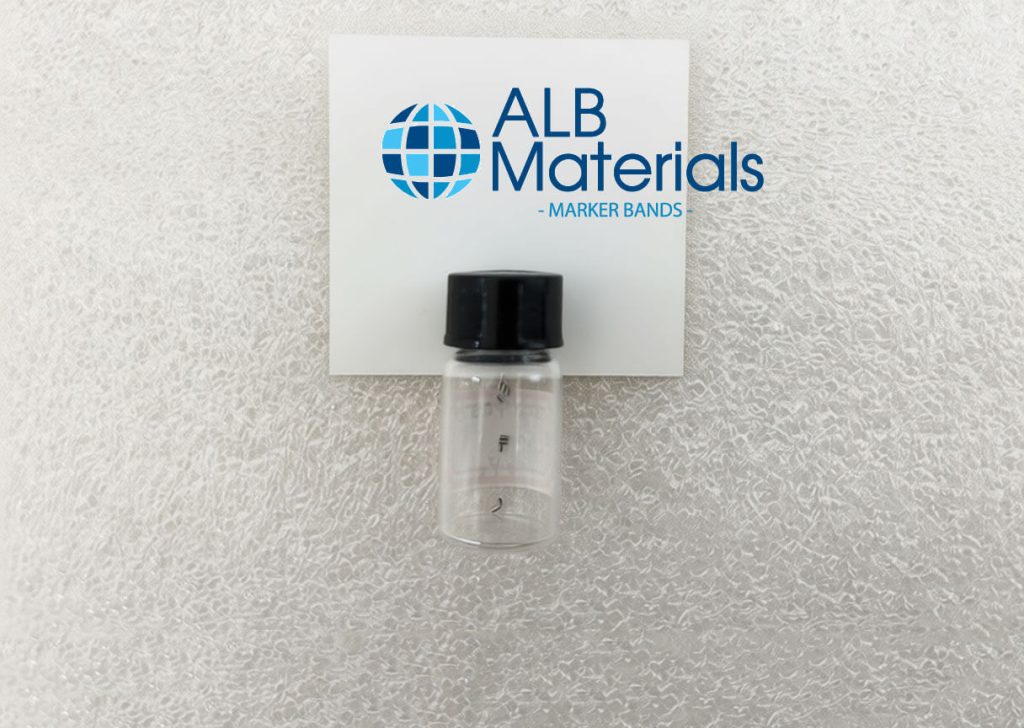 Image of custom biocompatible marker bands designed for surgical implants, precision-engineered from radiopaque metals like platinum, tantalum, or niobium to provide clear, long-term visibility under X-ray or fluoroscopic imaging while ensuring compatibility with the human body.