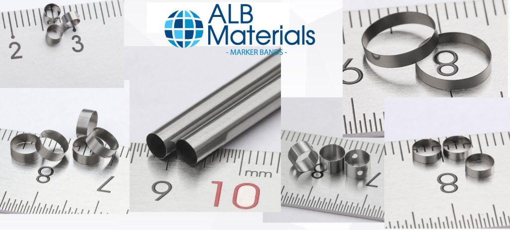 Image showing a selection of radiopaque marker bands on sale, including various types made from platinum, tantalum, and niobium, designed for use in medical devices requiring clear visibility under X-ray or fluoroscopic imaging.